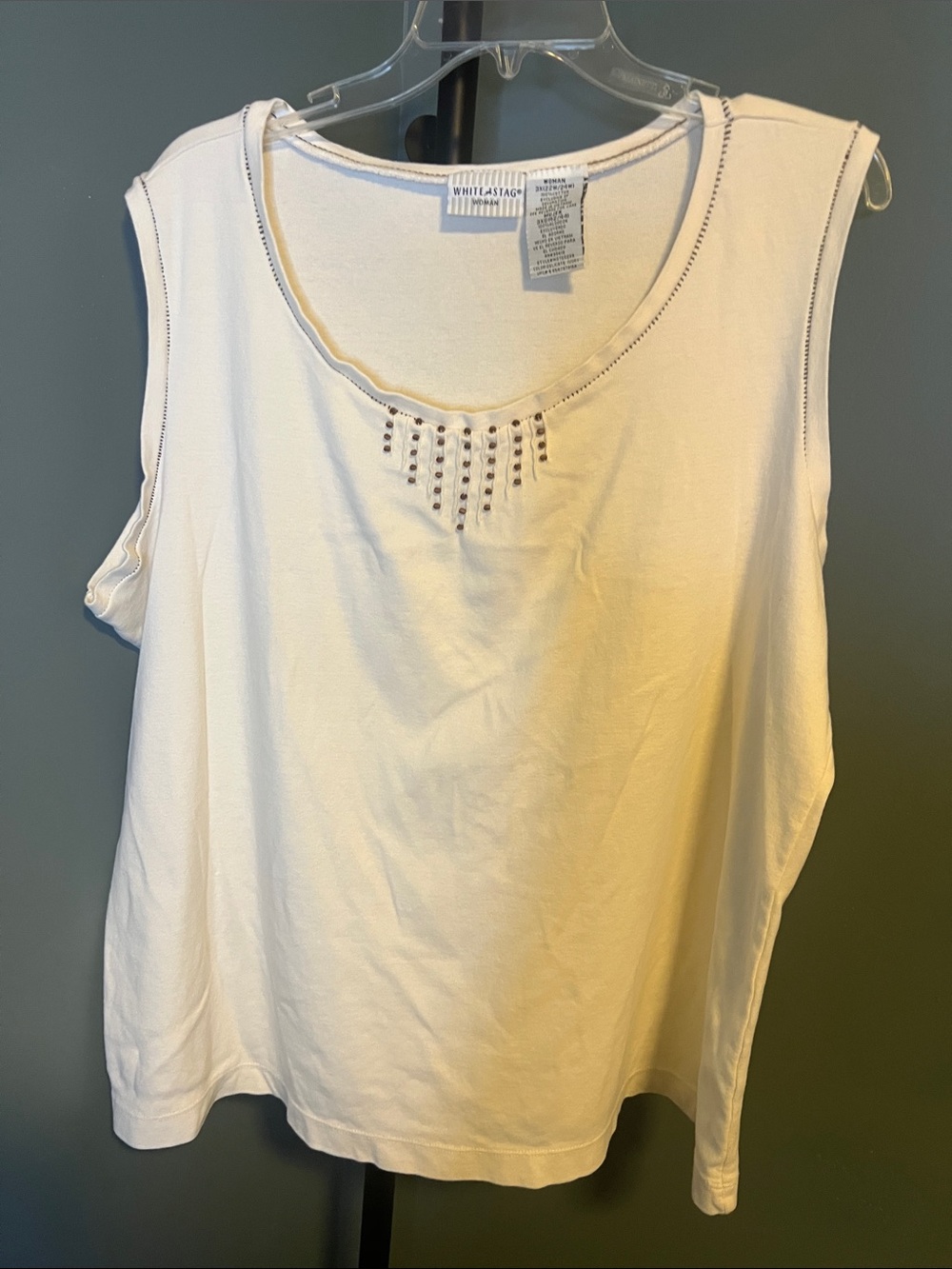 White Stag Cream Scoop Neck Tank with Stud Details